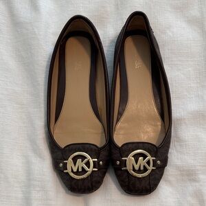 Michael Kors Dark Brown Loafers with Gold Logo
